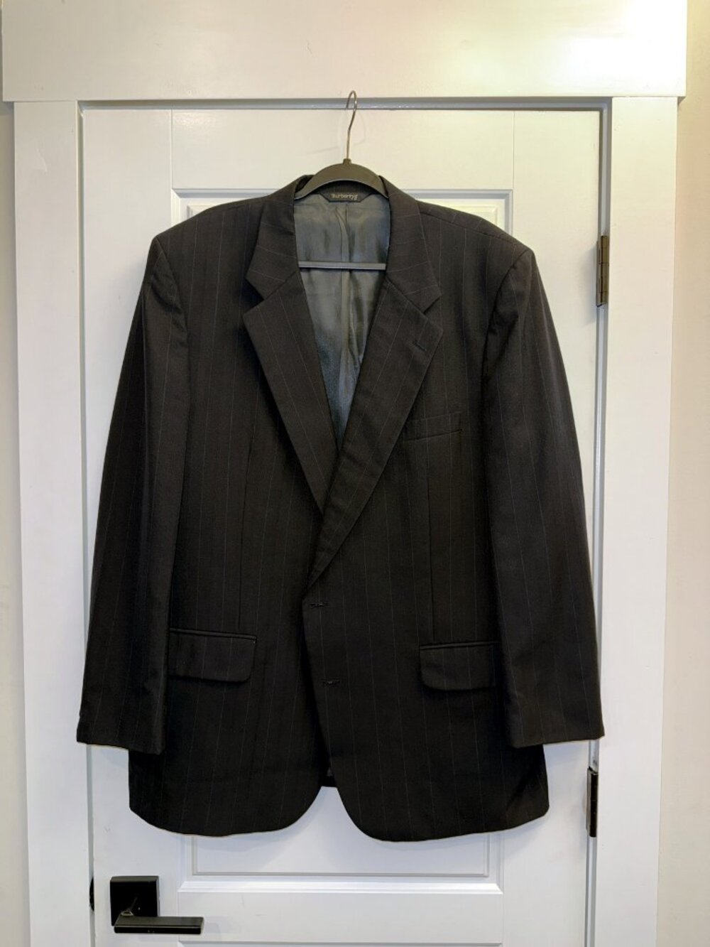 Vintage Burberrys Navy Pinstripe Wool Blazer Mens 48